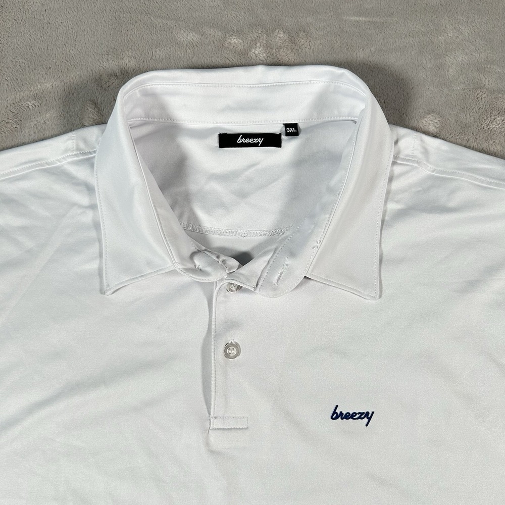 Breezy Polo Shirt Mens 3XL White Performance Stretch Golf Embroidered Logo